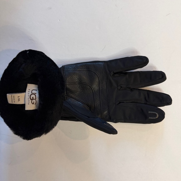 UGG Shearling Fur-Trimmed and Nylon Lined Gloves Womens L/XL - Picture 4 of 7